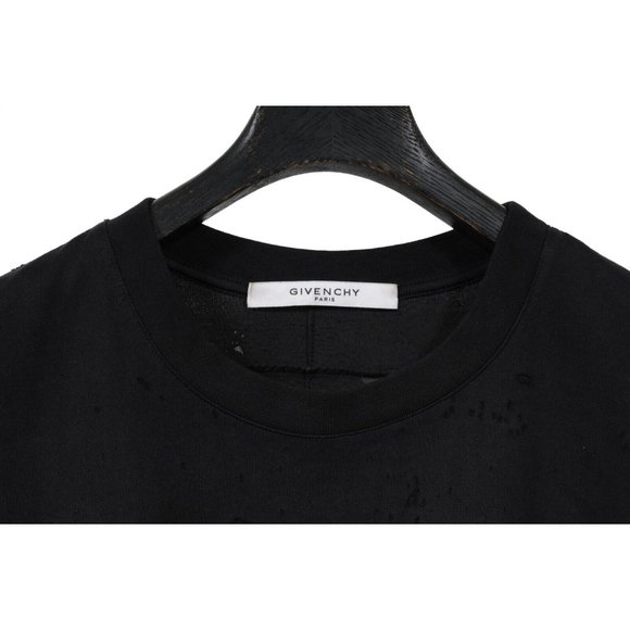 Givenchy Mens Logo T Shirt Large Black Pink Distressed Cotton Barneys NY Collab - Picture 3 of 9